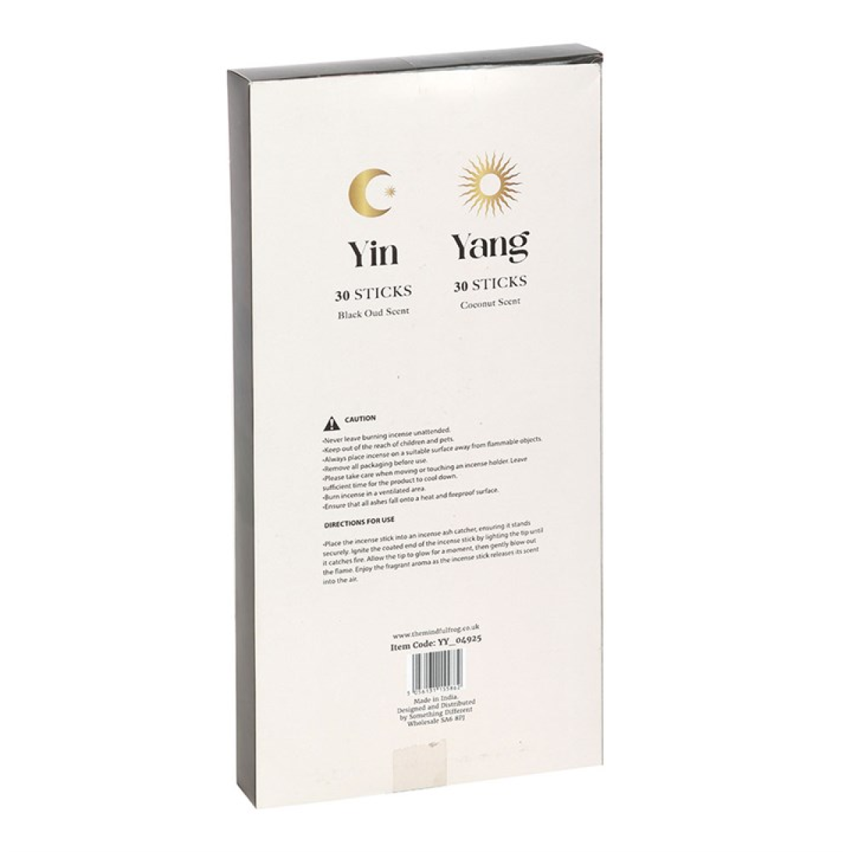 Packaging for Yin and Yang sticks with symbols on a white background