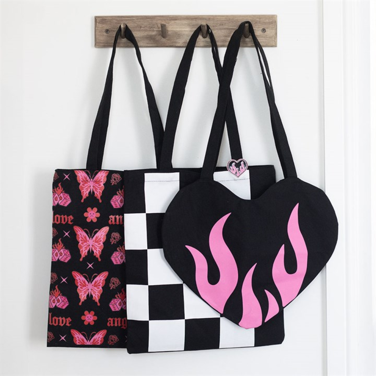 Flaming Butterfly Print Polycotton Tote Bag