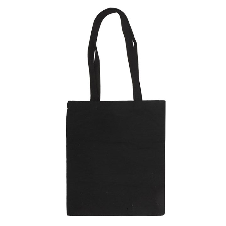 Black tote bag on a white background