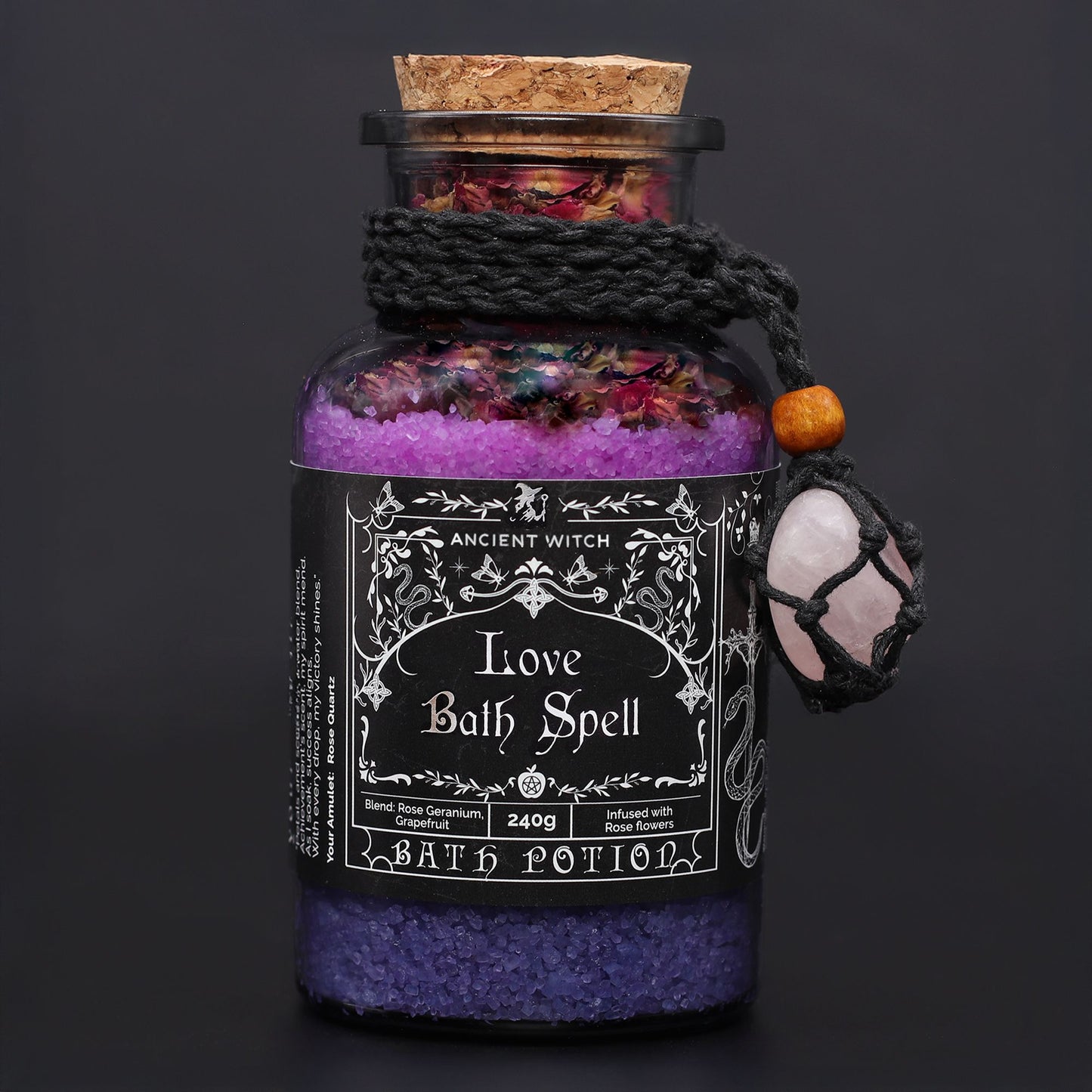 Rose Quartz Bath Salts & Crystal Amulet - Love Ritual Set