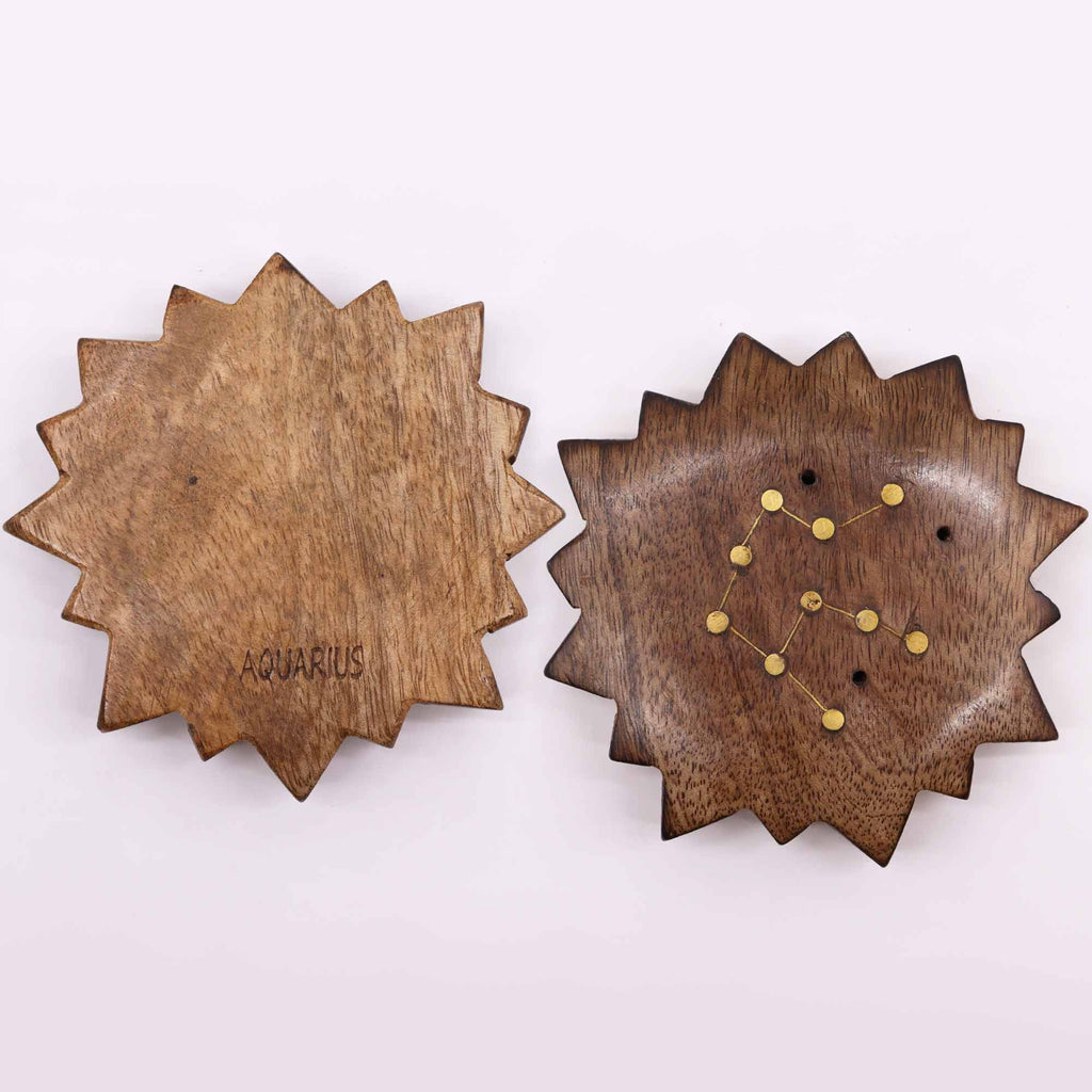 Engraved and Brass Zodiac Sign Incense Burner - Sun