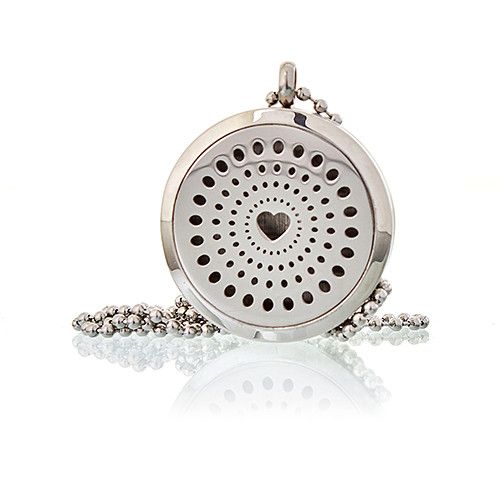 Diamonds heart  fragrance diffuser necklace with 30mm stainless steel locket