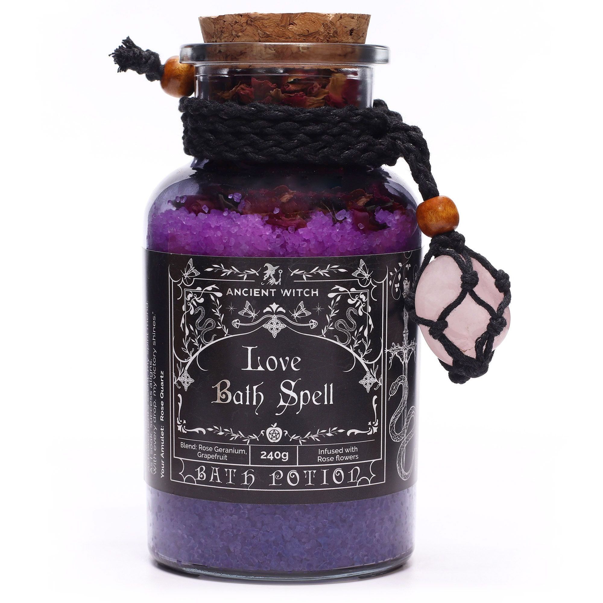Rose Quartz Bath Salts & Crystal Amulet - Love Ritual Set