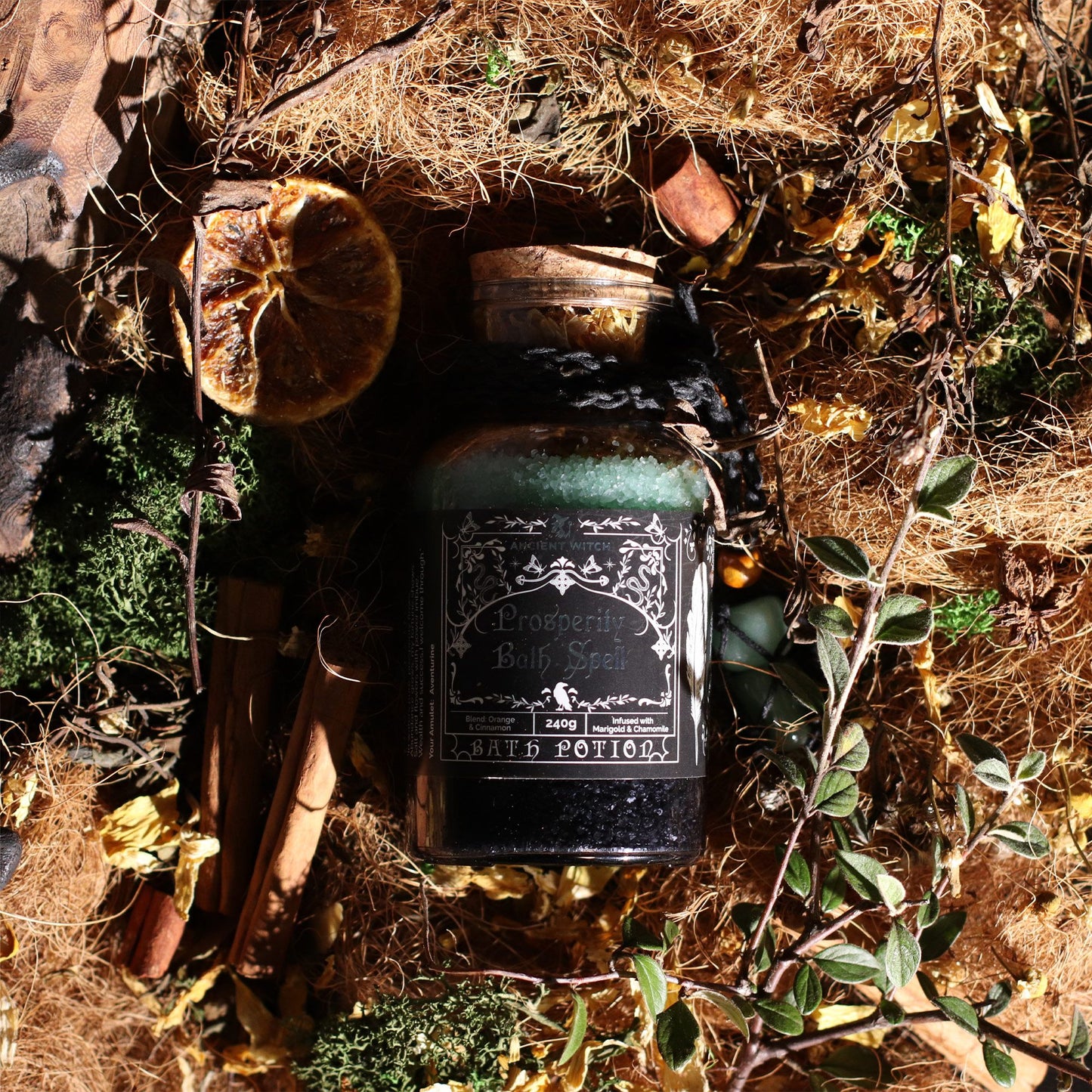 Aventurine Bath Salts & Crystal Amulet - Prosperity Ritual Set