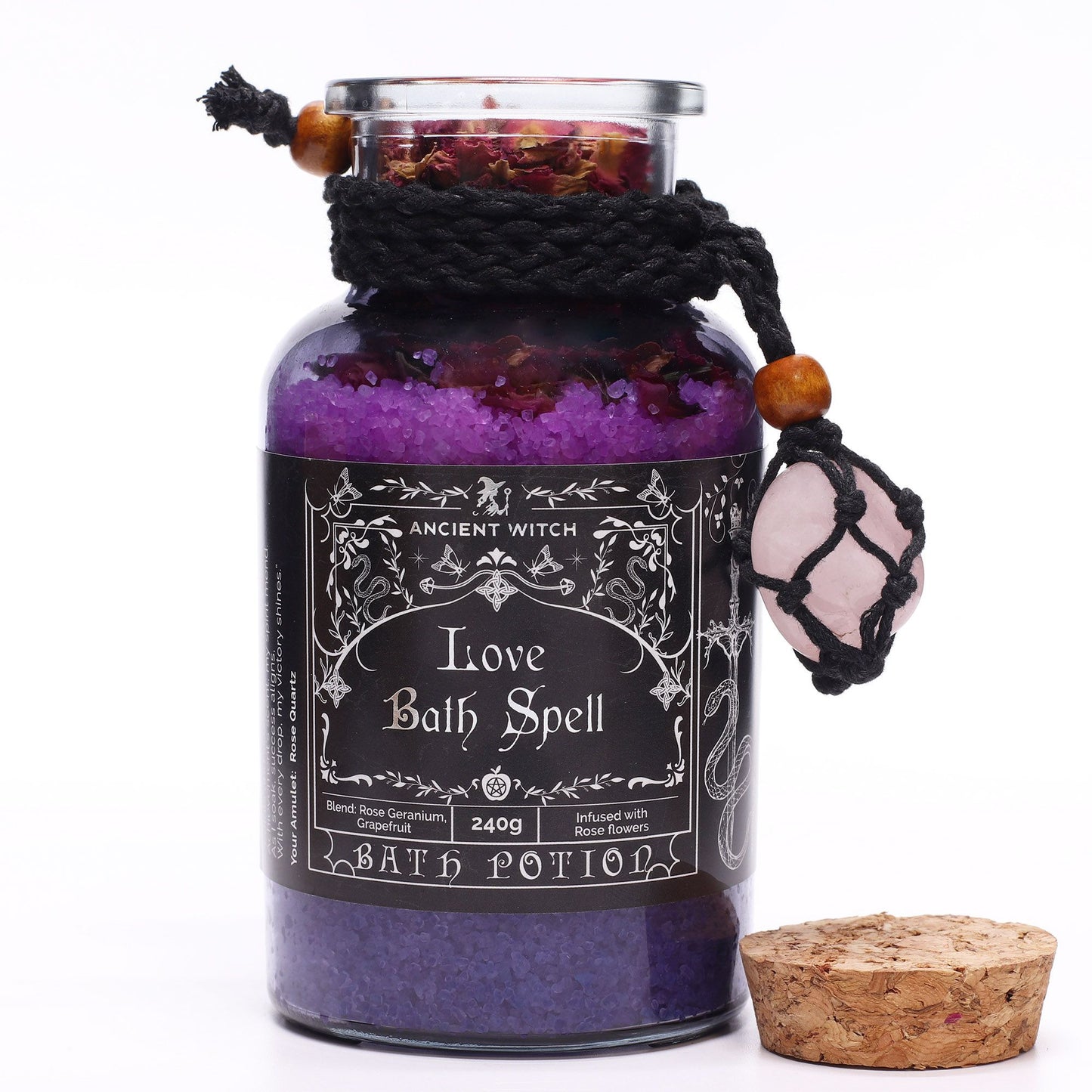 Rose Quartz Bath Salts & Crystal Amulet - Love Ritual Set