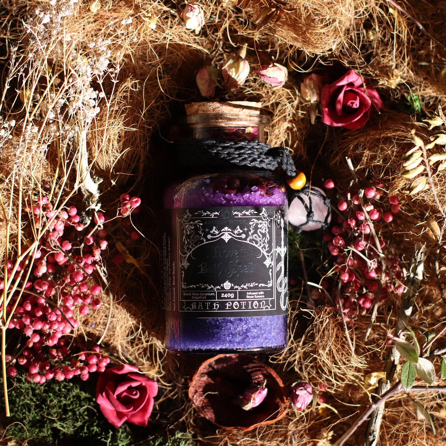 Rose Quartz Bath Salts & Crystal Amulet - Love Ritual Set