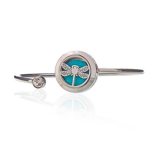 Dragonfly fragrance diffuser crystal bracelet with 20mm lava stone bead