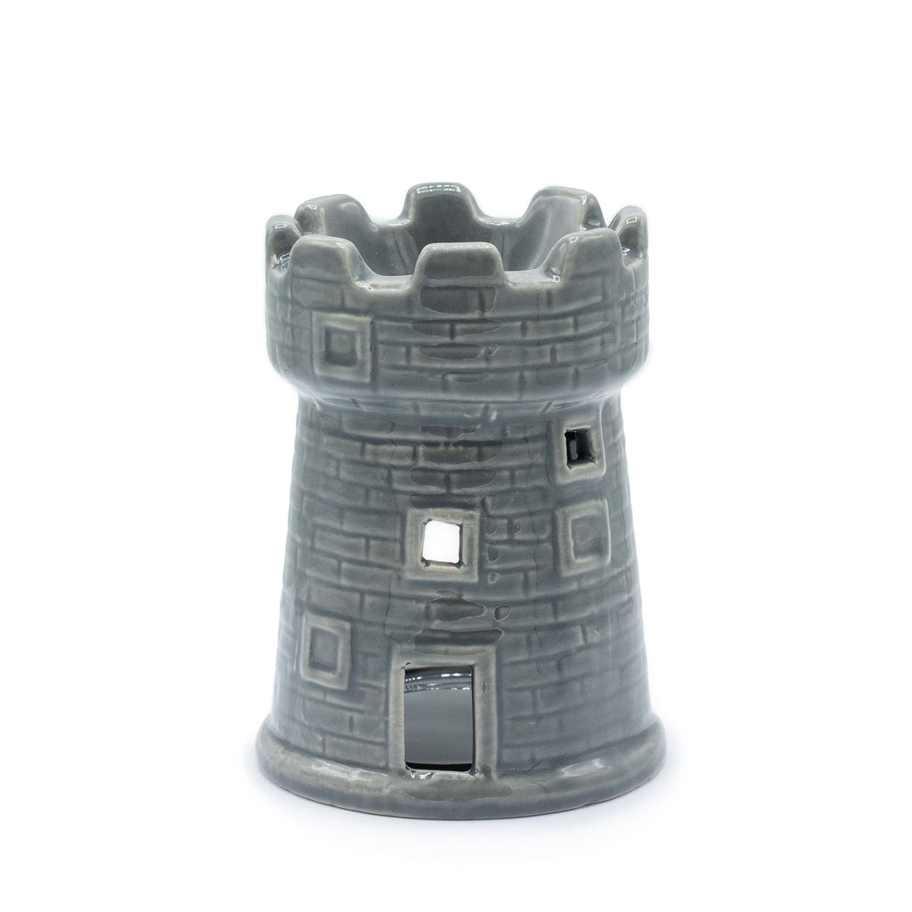 Rear view Ceramic castle tower on a white background