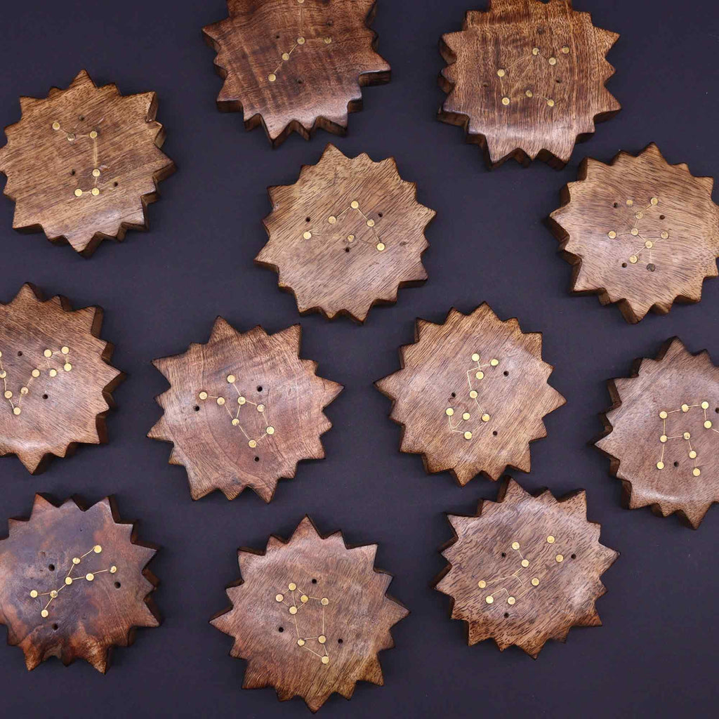 Engraved and Brass Zodiac Sign Incense Burner - Sun