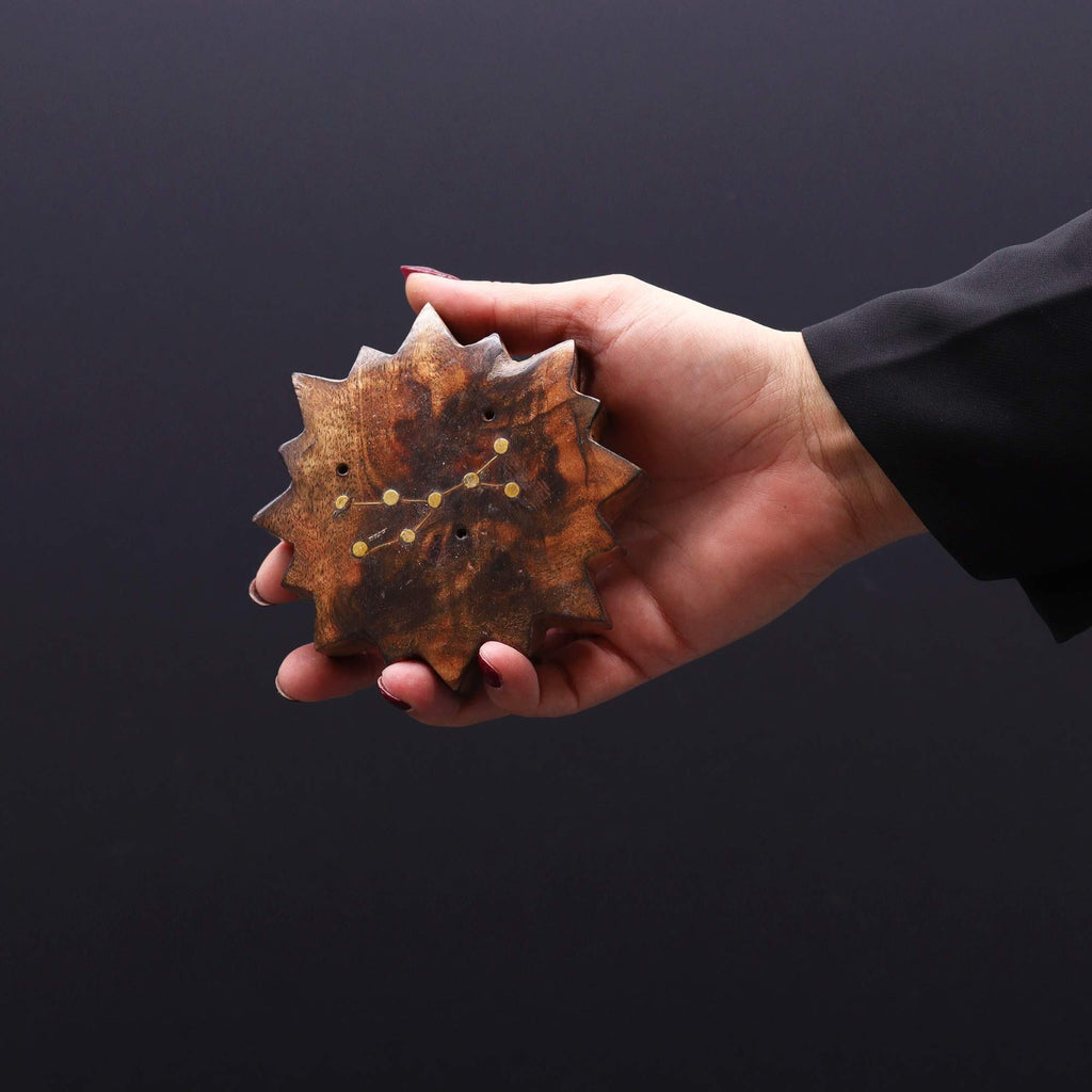 Engraved and Brass Zodiac Sign Incense Burner - Sun