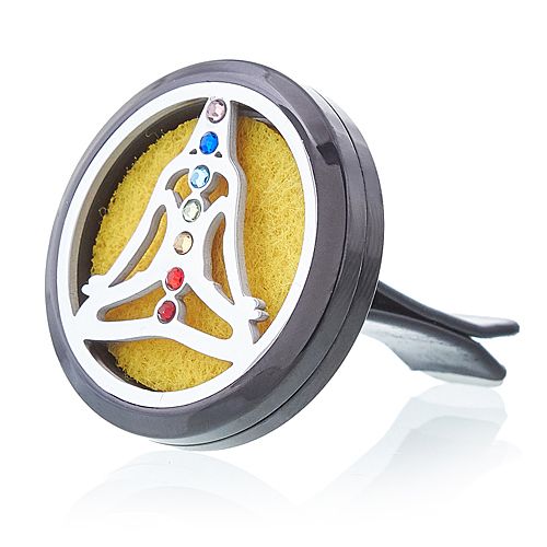 Pewter yoga chakra car diffuser kit with stainless steel locket 30mm