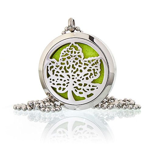 Leaf design scent diffuser necklace with 30mm stainless steel locket