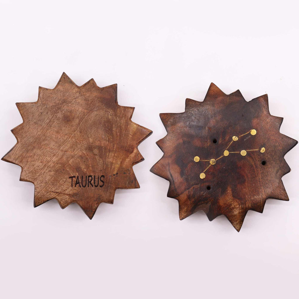 Engraved and Brass Zodiac Sign Incense Burner - Sun