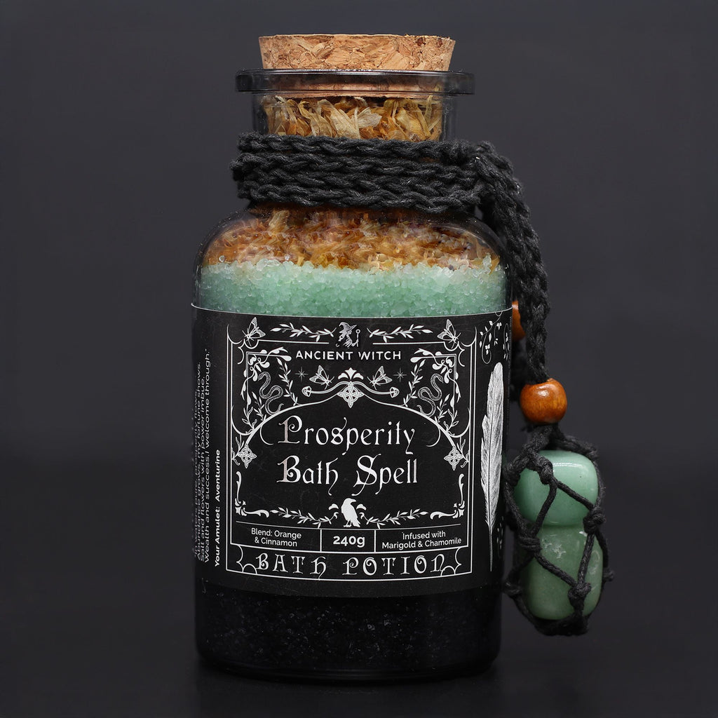 Aventurine Bath Salts & Crystal Amulet - Prosperity Ritual Set