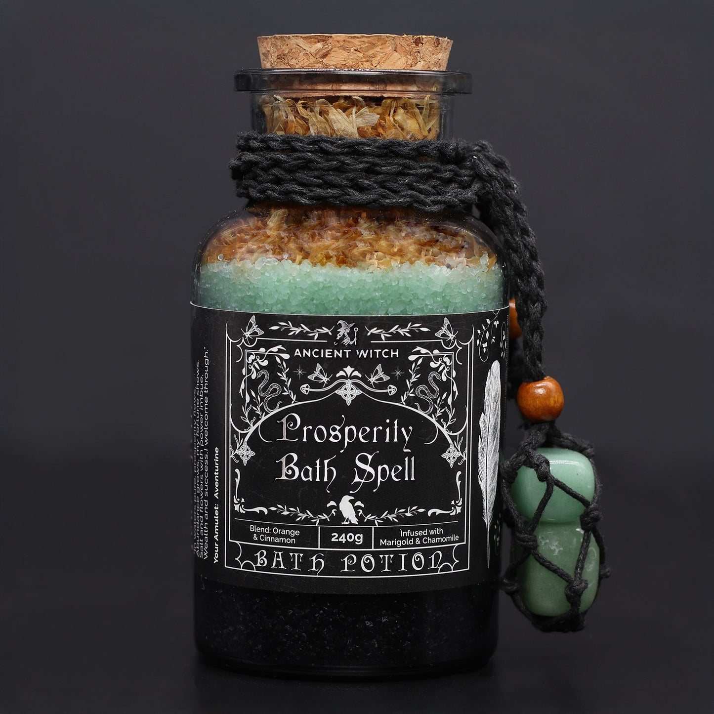 Aventurine Bath Salts & Crystal Amulet - Prosperity Ritual Set