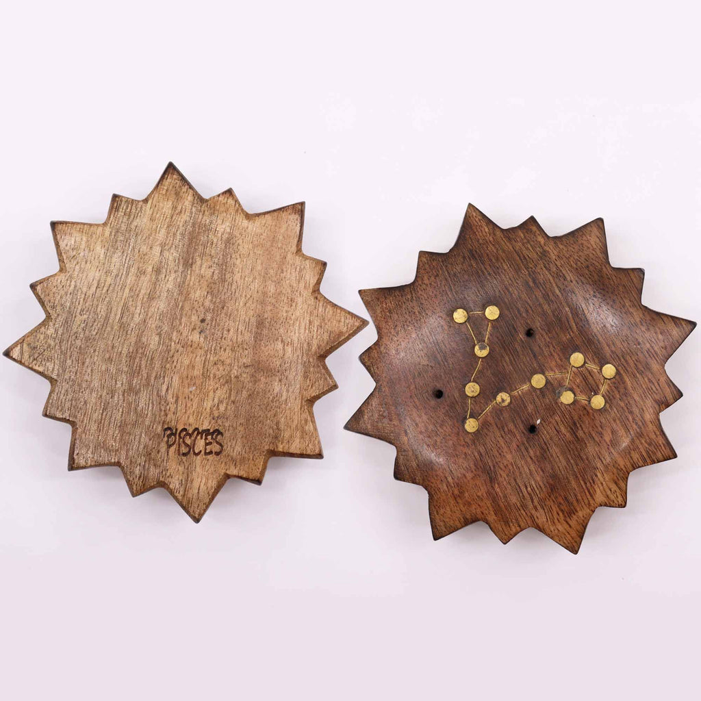 Engraved and Brass Zodiac Sign Incense Burner - Sun