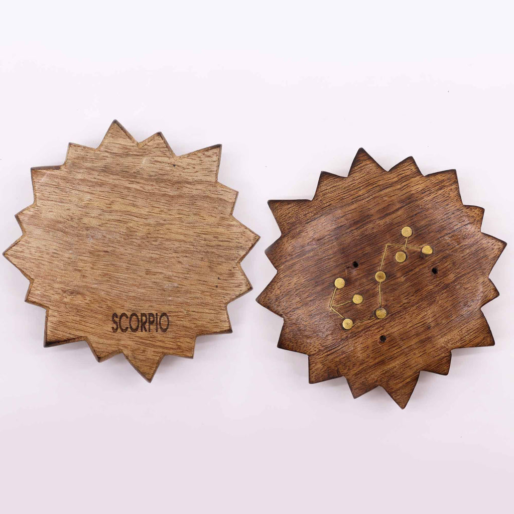 Engraved and Brass Zodiac Sign Incense Burner - Sun