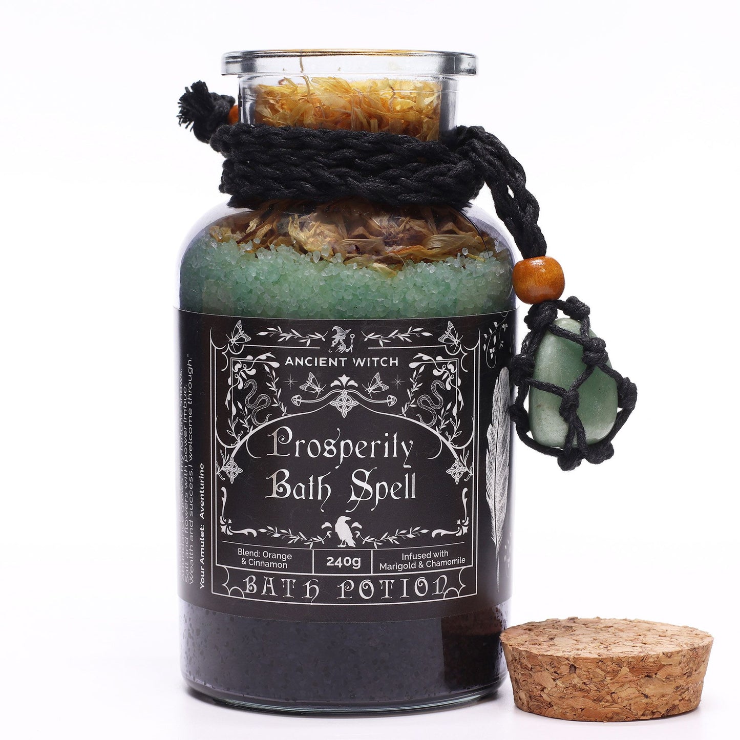 Aventurine Bath Salts & Crystal Amulet - Prosperity Ritual Set