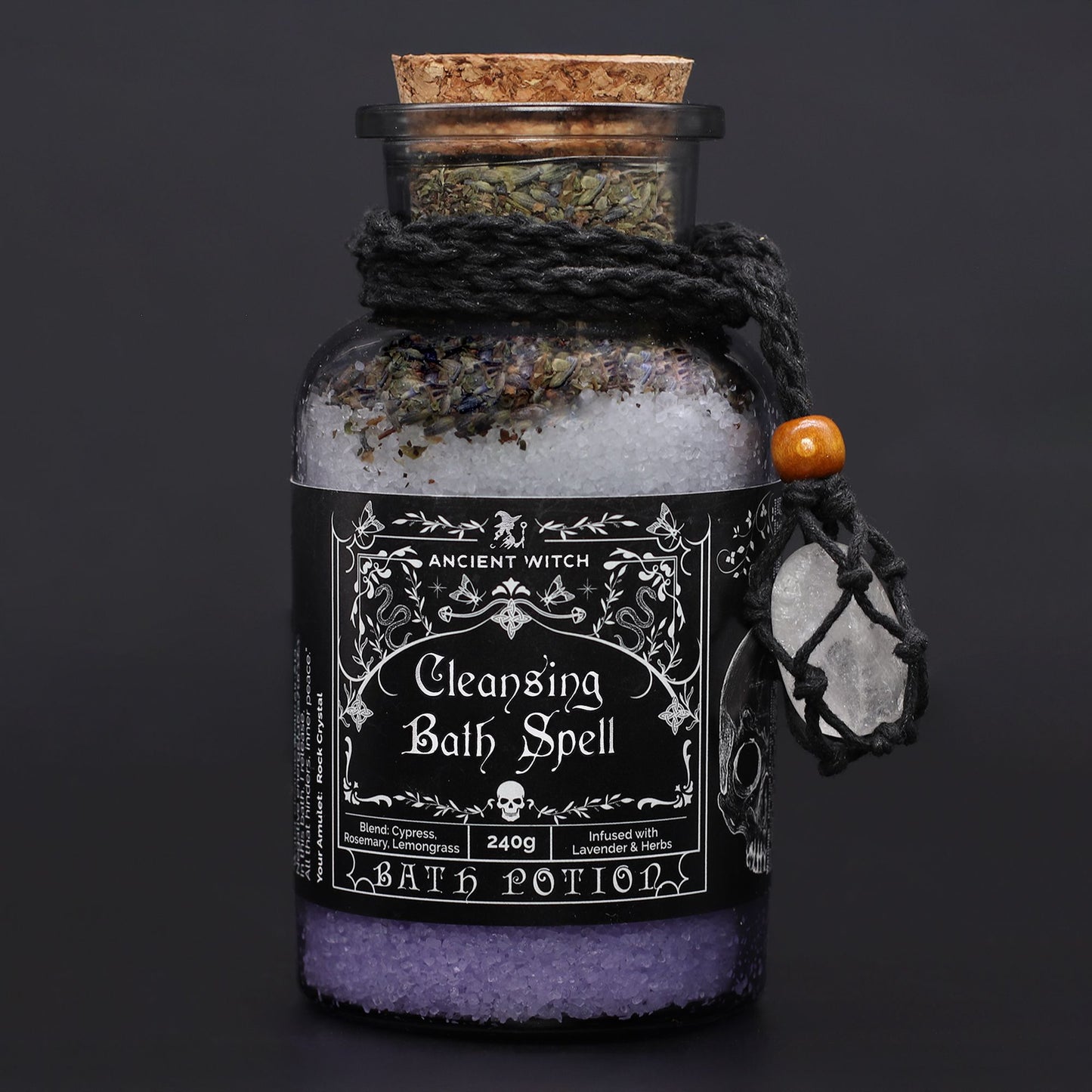 Rock Crystal Bath Salts & Crystal Amulet - Cleansing Ritual Set