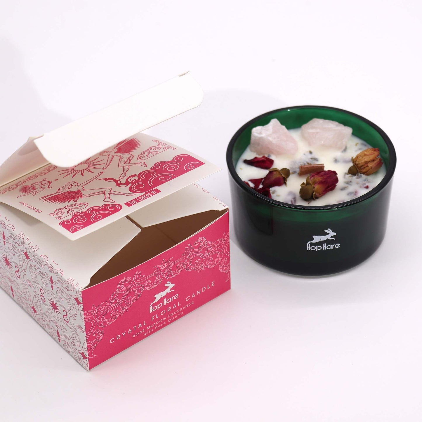 Hop Hare crystal candle packaging with mystical design