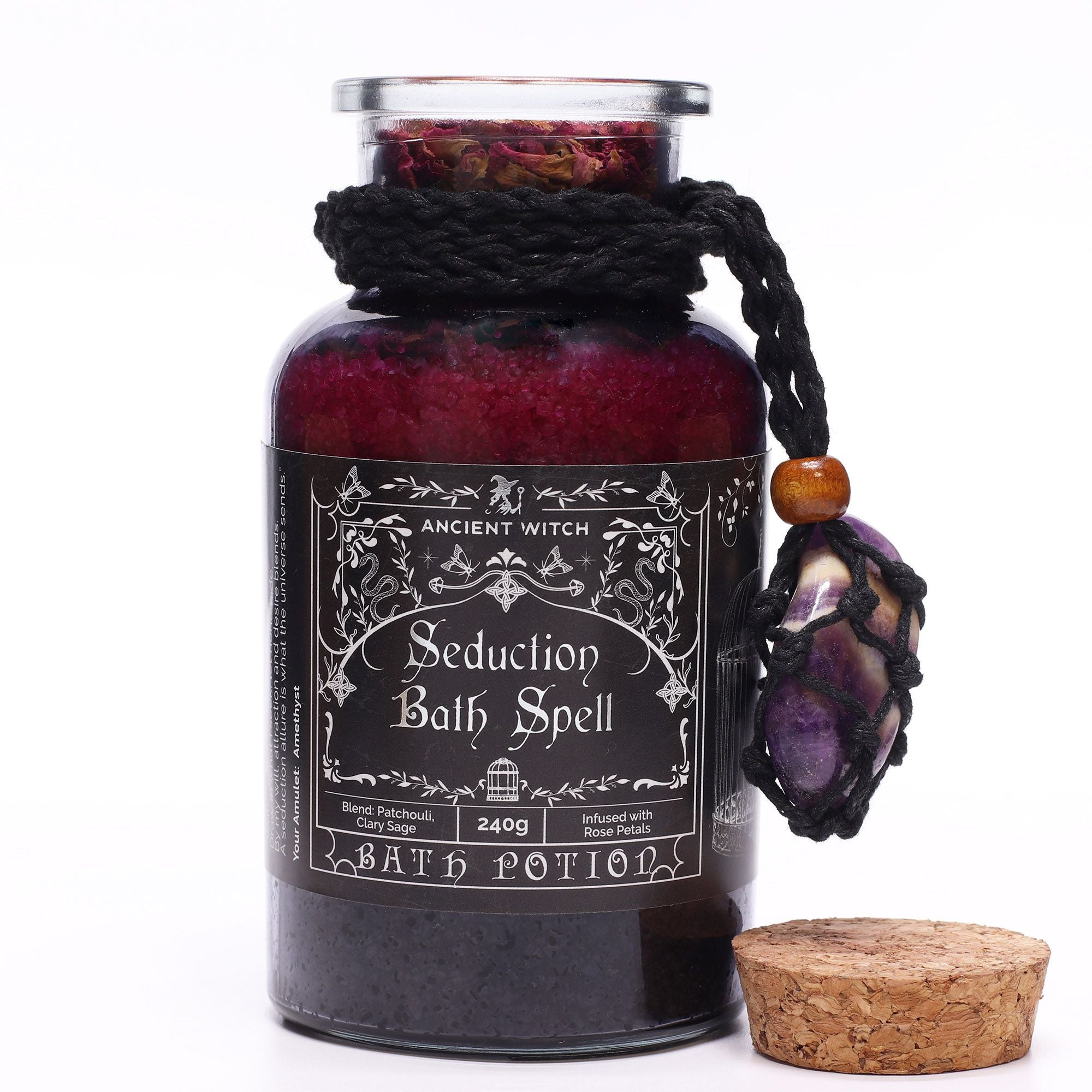 Amethyst Bath Salts & Crystal Amulet - Seduction Ritual Set