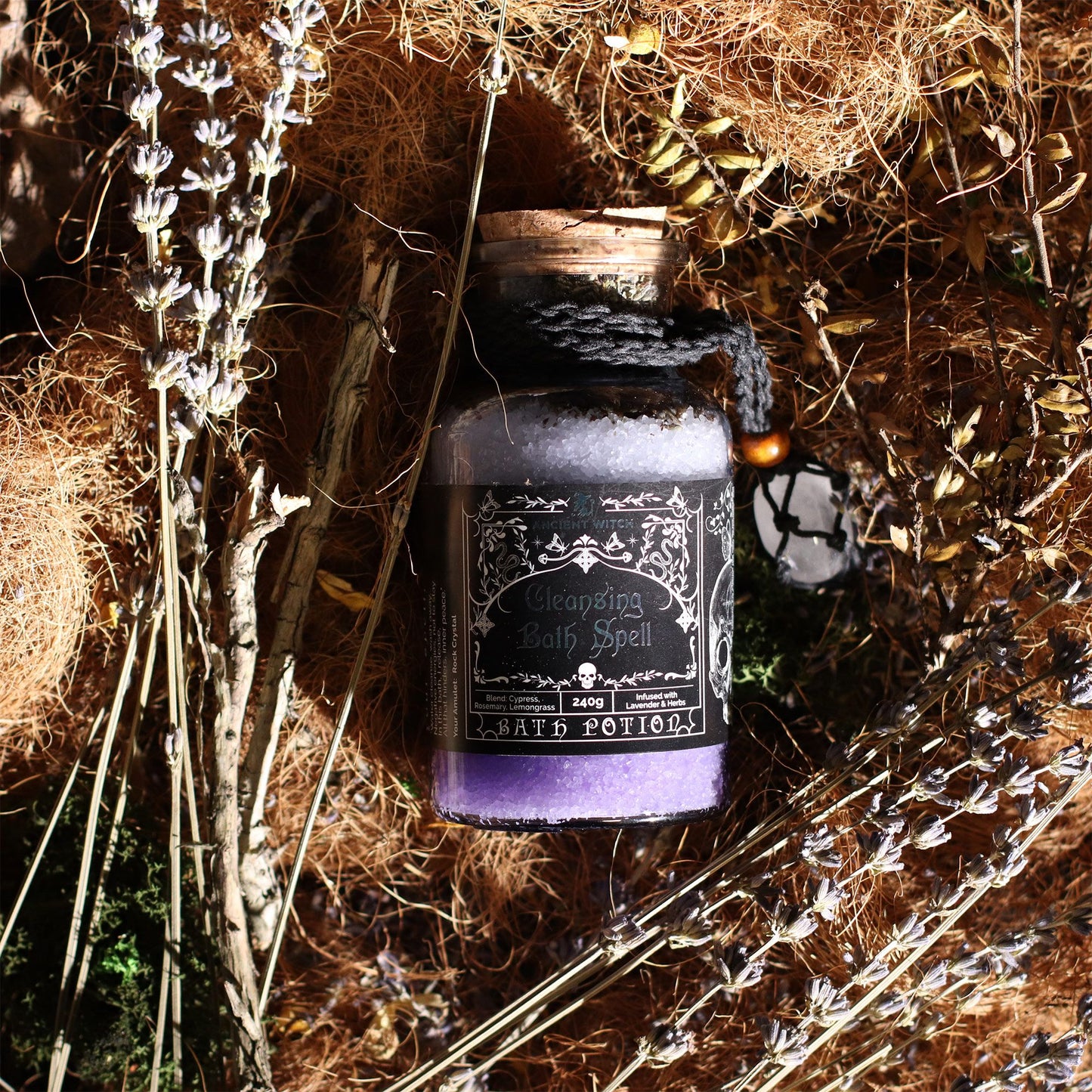 Rock Crystal Bath Salts & Crystal Amulet - Cleansing Ritual Set