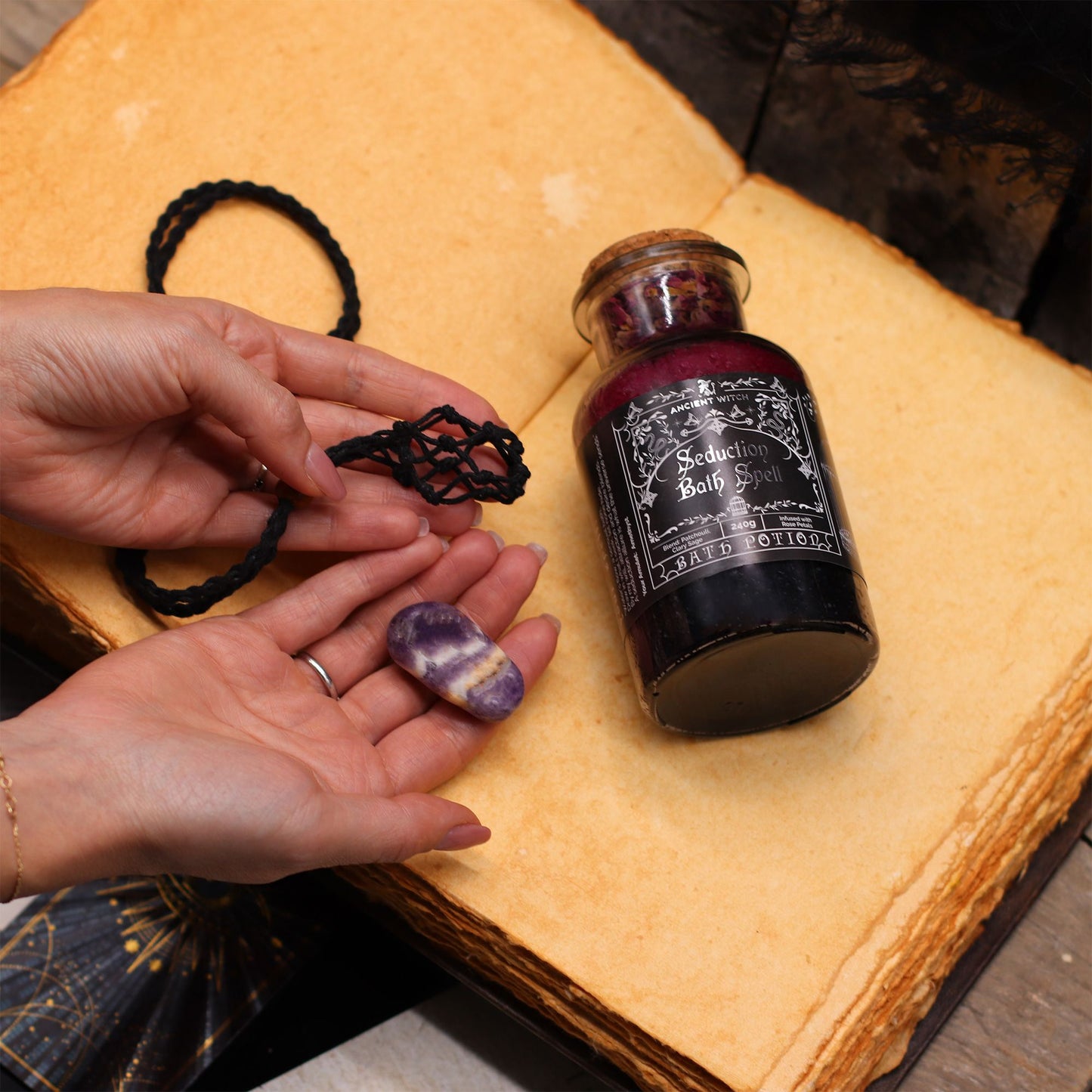 Rock Crystal Bath Salts & Crystal Amulet - Cleansing Ritual Set