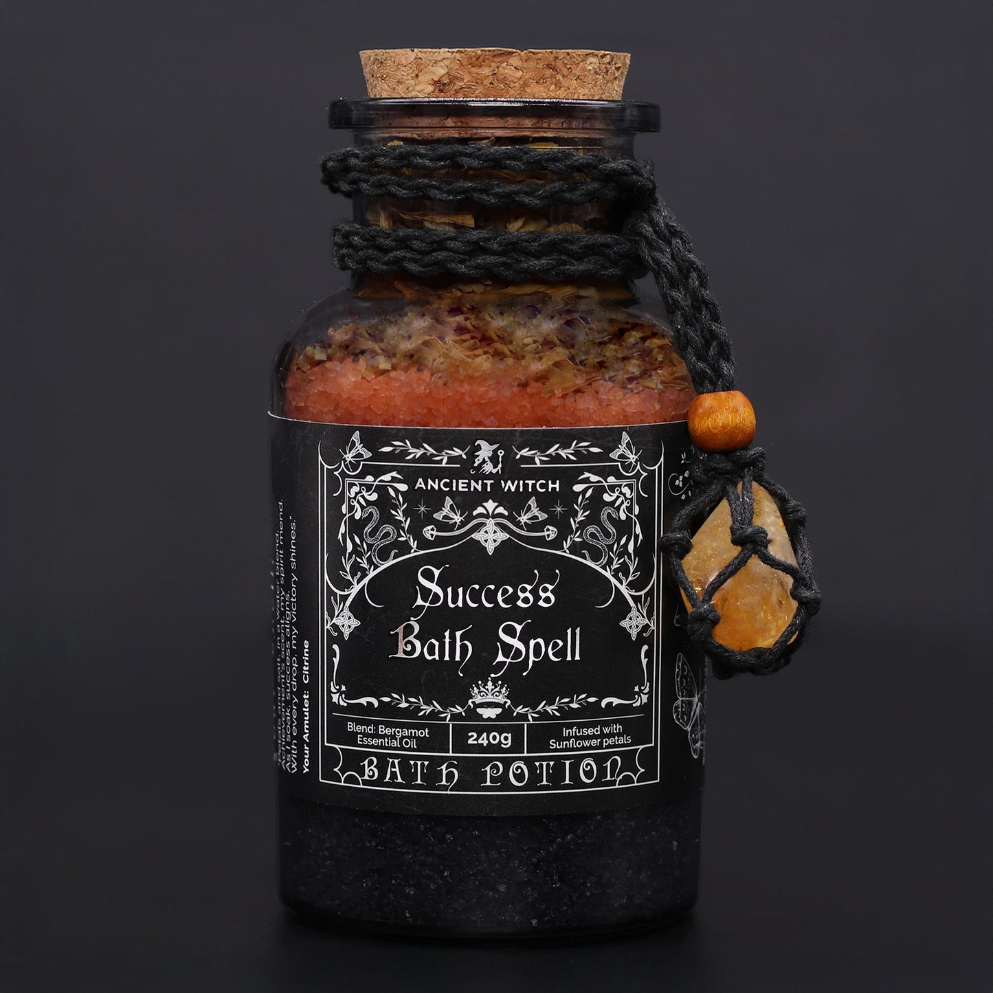 Citrine Bath Salts & Crystal Amulet - Success Ritual Set