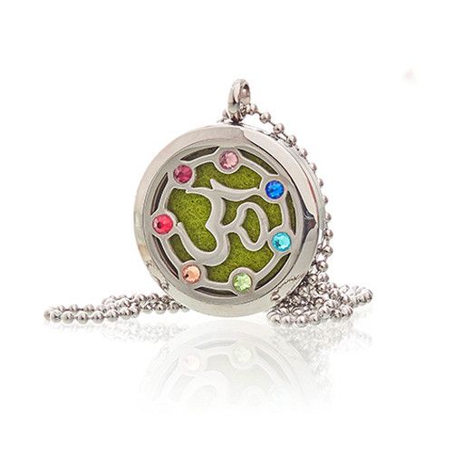 OM chakra fragrance diffuser necklace with 30mm stainless steel locket
