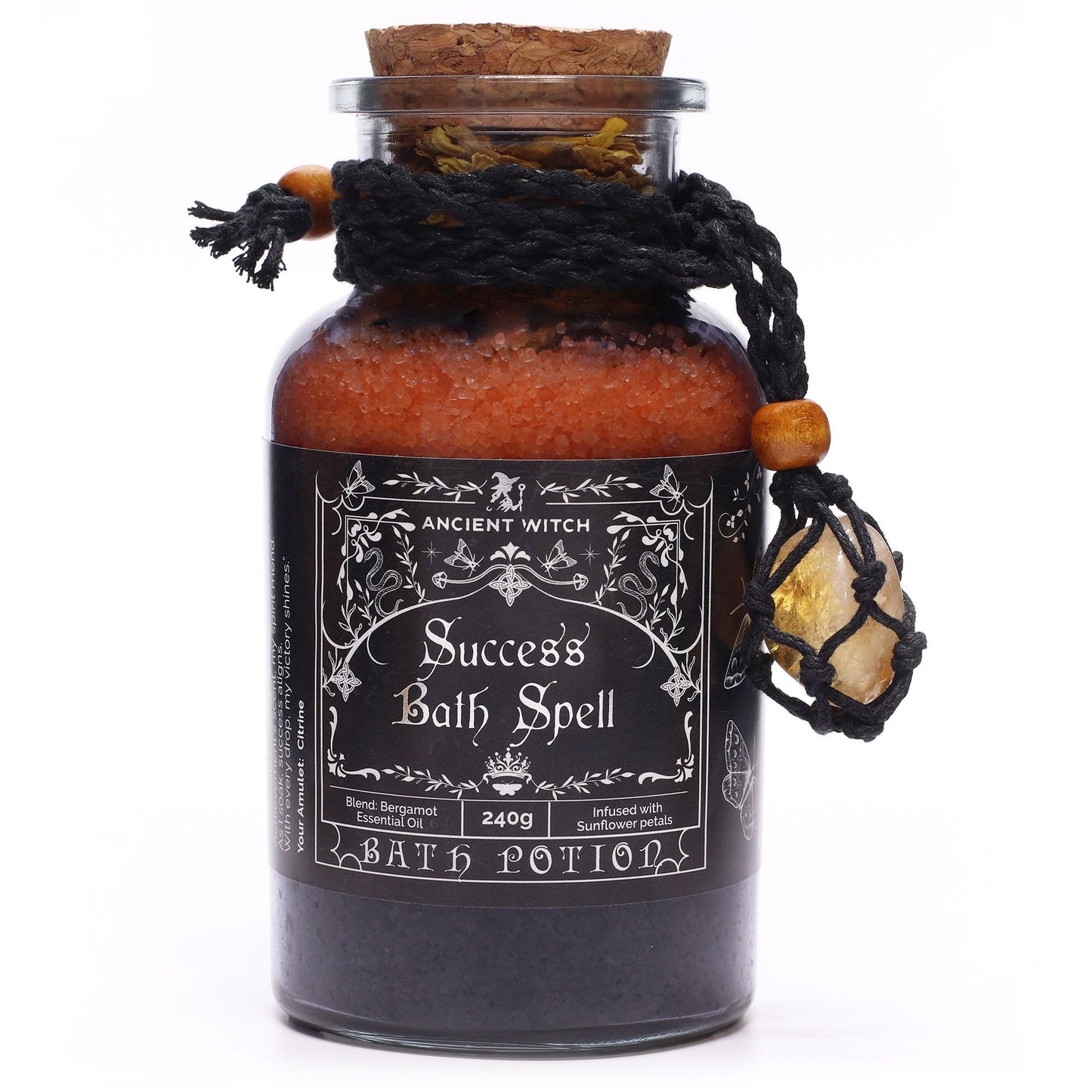 Citrine Bath Salts & Crystal Amulet - Success Ritual Set