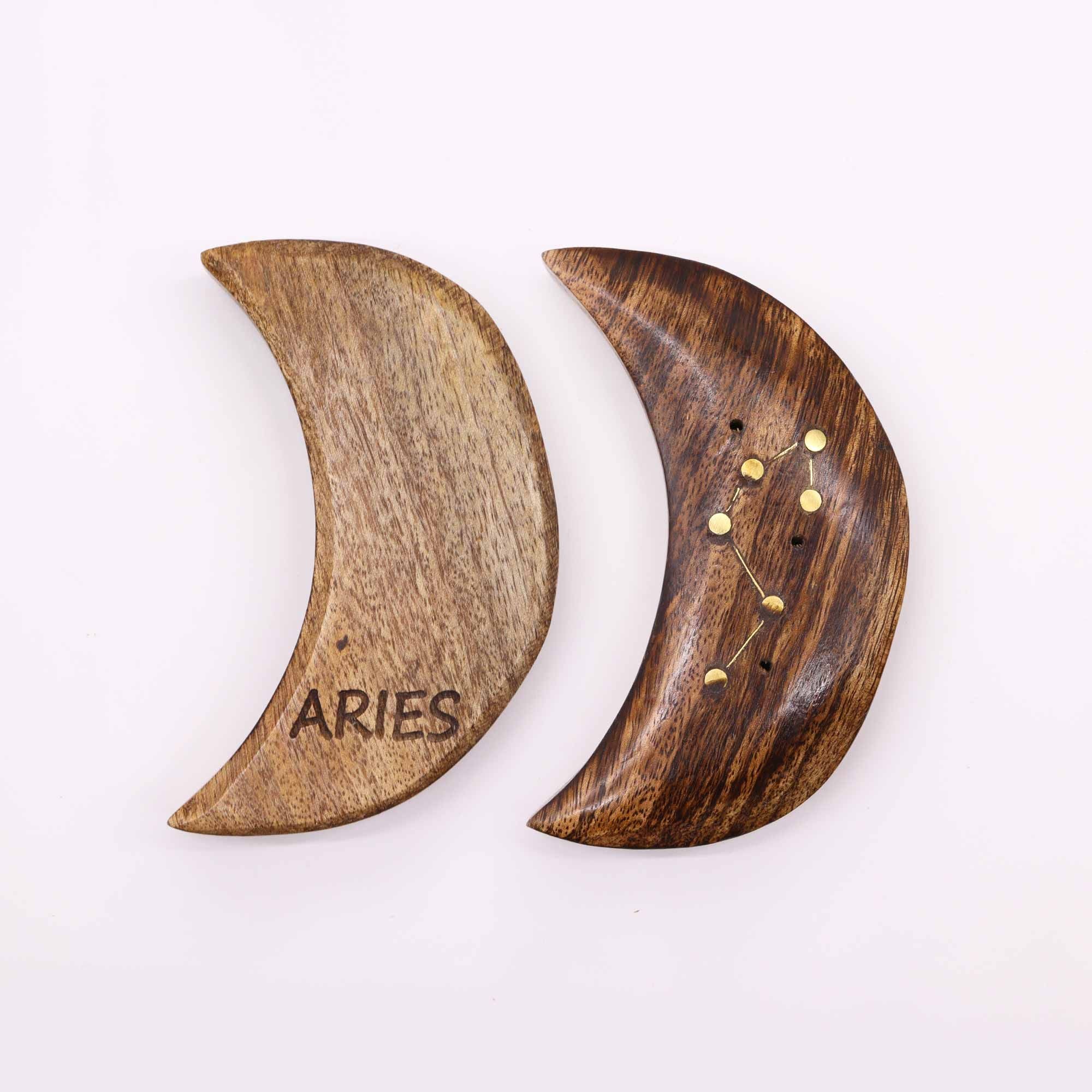 Engraved and Brass Zodiac Sign Incense Burner - Moon