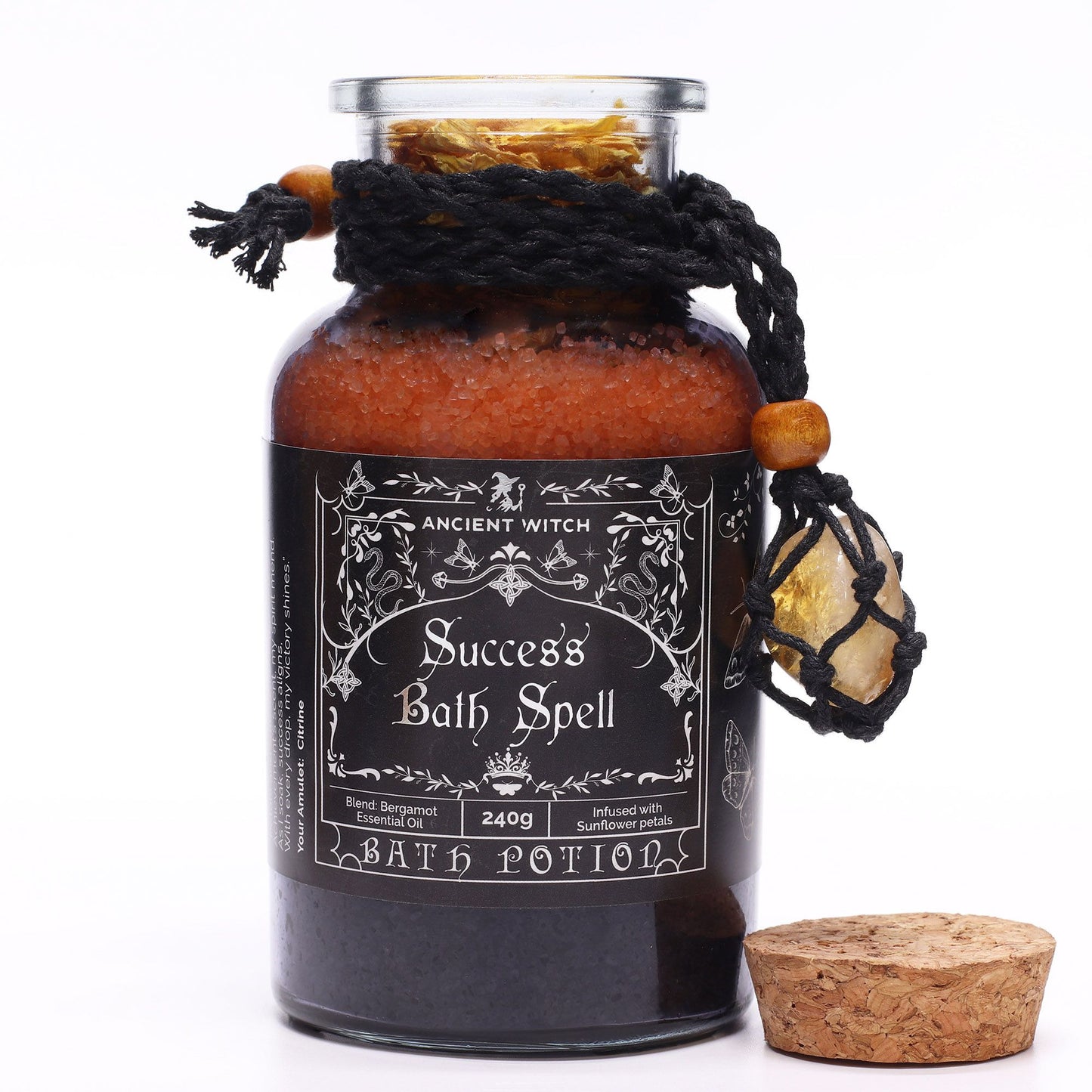 Citrine Bath Salts & Crystal Amulet - Success Ritual Set