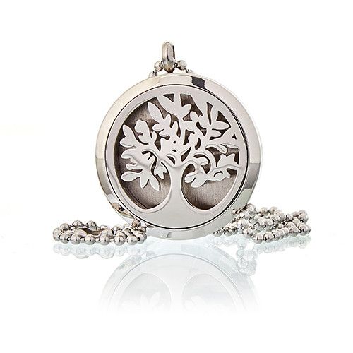 Silver tree of life pendant on a white background