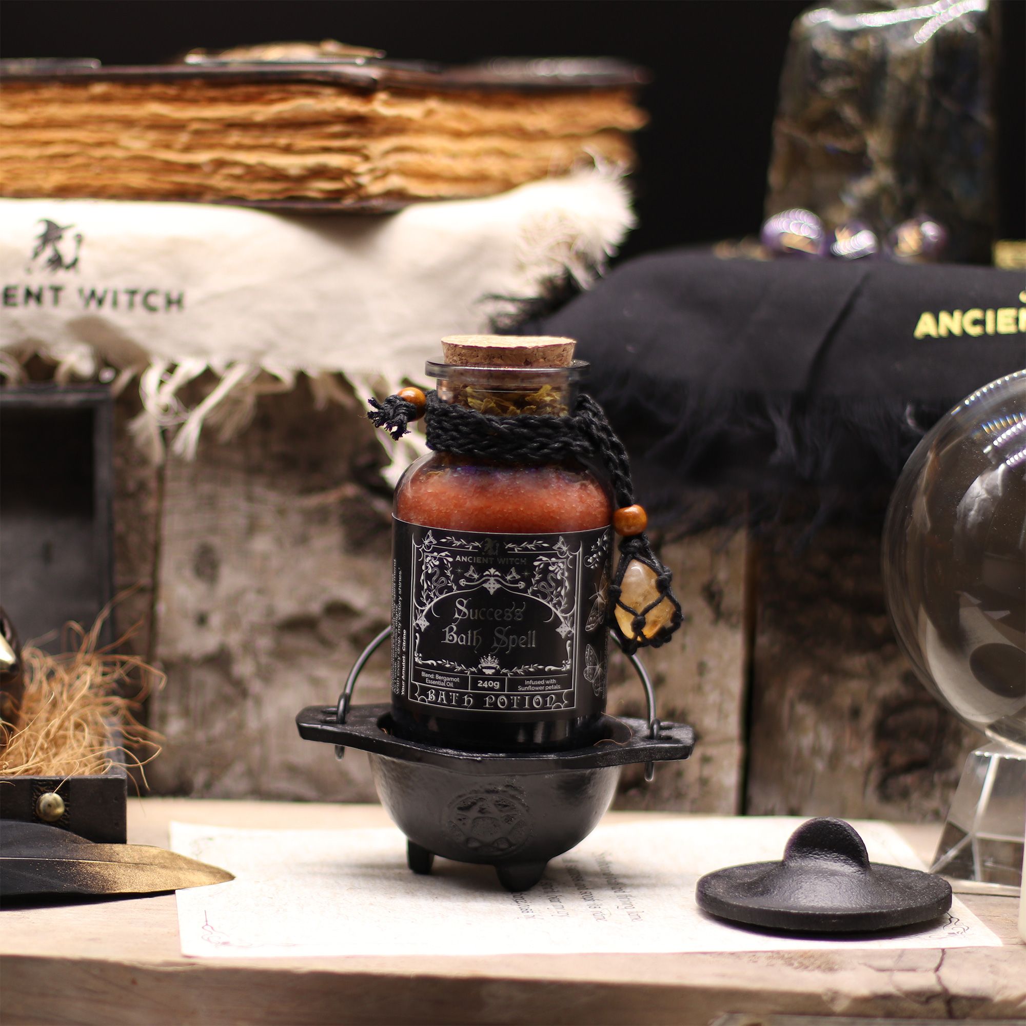 Citrine Bath Salts & Crystal Amulet - Success Ritual Set